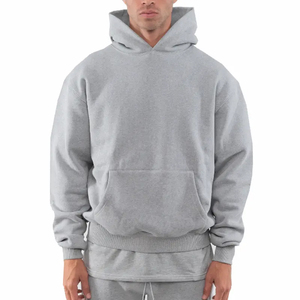 Sweat à capuche en coton épais et éponge française surdimensionné en polaire à épaules tombantes personnalisé OEM - Product Image 3