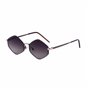 Gafas de sol poligonales de alta gama para mujer, montura metálica, protección UV400, clase 2, lentes negras, material de PC, DG98304 - Product Image 1