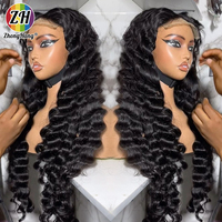 Perruques avec Dentelle HD Cheveux Humains Densité 250%, Longues Perruques de 30 Pouces Cheveux Humains Lace Front Droites, Perruque Cheveux Humains Brésiliens Bruts sans Colle