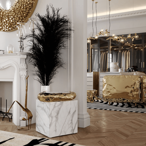 High End Gold Marble <b>Coffee</b> <b>Table</b> Luxury Living Room Side <b>Table</b> Modern Luxury Side <b>Tables</b> in <b>White</b> DV-STONEHENGE-01-BOCA DO LOBO - Product Image 1