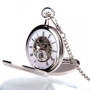 Cep saati es erkek için zincir lüks Vintage mekanik hareketi altın İskelet el sarma küçük cep saati Pocketwatch - Product Image 5