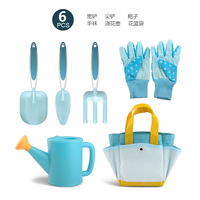 Kit d'outils de jardinage en acier inoxydable pour enfants : truelle, râteau, cultivateur, sac de rangement en forme de fleur, arrosoir pour plantation en extérieur