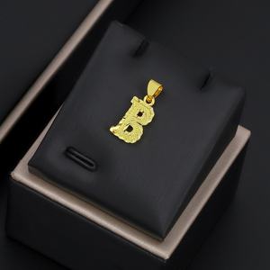 Jxx Wholesale 24K <b>Gold</b> Plated Charms Custom Vintage <b>Letter</b> Copper Jewelry Pendant DIY Accessory Zircon Party Gift Necklace - Product Image 2