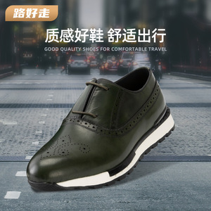 <b>Men</b> Genuine Leather Pointed Toe Oxfords Lace-up Breathable Office Career <b>Dress</b> Shoes All Seasons Rubber Outsole - Product Image 5