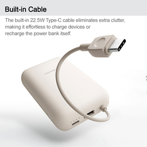Batería Externa de Bolsillo Mijia de 10000mAh, 22.5W, Cable Tipo-C Integrado, Triple Salida, Carga Rápida para iPhone 15 y 16 - Product Image 2