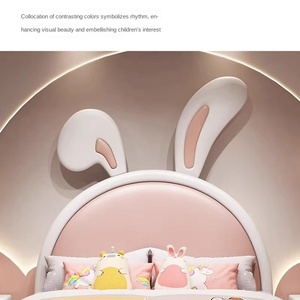 Set di Mobili per Camera da <span class=keywords><strong>Letto</strong></span> per Bambini dal Design Moderno e Semplice, <span class=keywords><strong>Letto</strong></span> Singolo e <span class=keywords><strong>Letto</strong></span> Principessa per Ragazze, <span class=keywords><strong>Letto</strong></span> in Legno <span class=keywords><strong>Imbottito</strong></span> Morbido con Design a Coniglio - Product Image 4