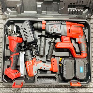 Sets of 3pcs Power Tools 20V Lithium Brushless Hammer <b>Angle</b> Cordless Drill <b>Screwdriver</b> Combination Set Red C06 - Product Image 2