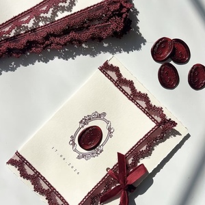Luxury Lace Wedding Invitation Card With <b>Wax</b> <b>Seal</b> Ribbon Bow Custom Handmade Wedding Stationery Set - Product Image 1