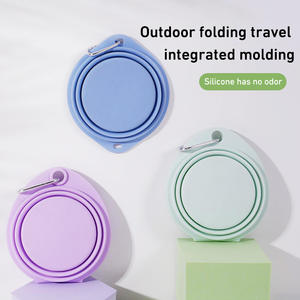 Köpekler kediler için Snap ile özel gıda sınıfı silikon katlanabilir hayvan mama kabı, taşınabilir seyahat mama kabı, OEM/ODM - Product Image 4