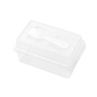 Boîte d'emballage rectangulaire en PET transparent avec couvercle, écologique et jetable, pour snacks, aliments, mille-feuille, mousse
