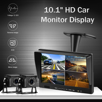 Monitor DVR para Auto de 10.1 Pulgadas AHD con Grabador de 4 Canales, Visión Nocturna, Cámara de Retroceso, Pantalla Dividida Cuádruple