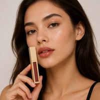 Rouge à lèvres liquide mat à marque privée, waterproof, longue tenue, végétalien, gloss de luxe en tube carré doré, maquillage en gros