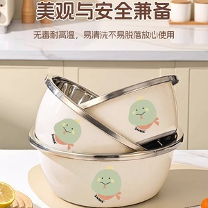 Stainless Steel Bowl Food Grade 1 Pc For Kitchen Cooking Baking Salad Washing <b>Vegetables</b> Thickened Durable - Product Image 4