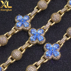 Collar de Cadena con Cuentas de Trébol de Cuatro Hojas de 10 mm para Hombre, Estilo Hip Hop, Joyería de Boda Personalizable, Accesorio de Pulsera, 100% - Product Image 4