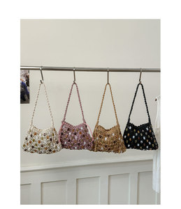 Bolso <span class=keywords><strong>de</strong></span> Mano para Mujer Beaufy, Nuevo y Moderno, <span class=keywords><strong>Diseño</strong></span> Tejido con Cuentas, Cuadrado, sin Asas, con Forro <span class=keywords><strong>de</strong></span> Cuero Genuino y Gran Capacidad - Product Image 5