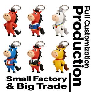 MEIYAN Porte-clés en PVC personnalisé, faible MOQ, motif cheval <span class=keywords><strong>de</strong></span> <span class=keywords><strong>guerre</strong></span> en cape <span class=keywords><strong>de</strong></span> dessin animé, mignon, pour animaux du zodiaque, avec logo personnalisé, pendentif <span class=keywords><strong>de</strong></span> sac - Product Image 4