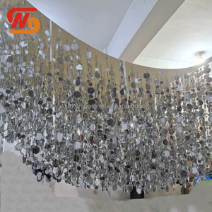 SMOOTH Luxury <b>Wedding</b> <b>Ceiling</b> <b>Decoration</b> Shiny Gold Round Sequin Curtain Fabric <b>Ceiling</b> Drape Hanging Backdrop for Banquet - Product Image 2