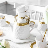 Ensemble tasse et soucoupe à expresso de luxe en porcelaine faite à la main avec bordure dorée personnalisée, écologique, capacité 250 ml