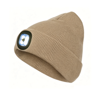 Berretto Lavorato a Maglia Ricaricabile USB con Logo Personalizzato per Adulti, Donne e Uomini, con Luce LED Bianca Integrata per Feste Invernali e Ramadan