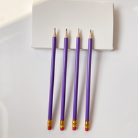Ensemble de crayons personnalisés 12 pièces, crayons en bois HB violet vibrant avec gomme rouge pour l'école et le bureau, certifié EN71 ISO