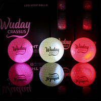 Balle de golf lumineuse avec logo personnalisé, luminescente dans le noir, ensemble cadeau de jeu, lot de balles de golf lumineuses LED avec emballage personnalisé
