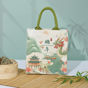 กระเป๋าช็อปปิ้งผ้าใบโลโก้ตามสั่งพร้อมเรือ Loong และมังกร<span class=keywords><strong>มงคล</strong></span>สำหรับการโปรโมตขององค์กรและการโฆษณาในซูเปอร์มาร์เก็ต - Product Image 3