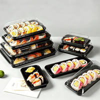 Boîte à sushi en papier kraft de qualité alimentaire avec fenêtre transparente, personnalisable avec logo, pour emballage à emporter et frites