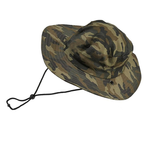 Sombrero Boonie de ala ancha personalizado de alta calidad al por mayor, Parche de goma con logotipo, protección UV, sombrero de pescador con cuerda - Product Image 4