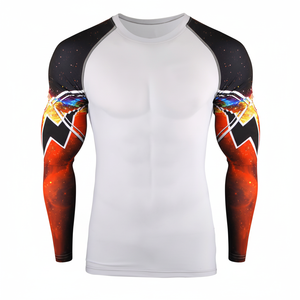 Chemises décontractées en satin à compression pour hommes, taille personnalisée, tricotées unies, respirantes, style urbain, fitness, sport, course à pied, avec logo imprimé - Product Image 1