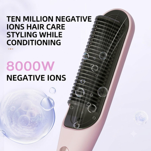 Brosse lissante pour cheveux, ions négatifs, 2 en 1, peigne chauffant <span class=keywords><strong>anti</strong></span>-frisottis, outil de lissage et de bouclage pour salon et usage domestique - Product Image 3