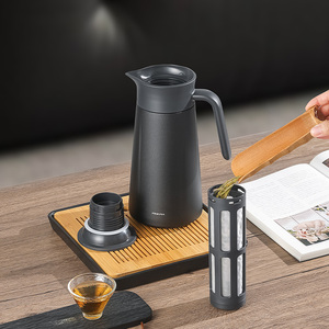 PINKAH NOUVEAU <span class=keywords><strong>Théière</strong></span> isotherme en acier inoxydable 1,4 L avec <span class=keywords><strong>infuseur</strong></span>, Carafe à café à double paroi sous vide avec séparation du thé pour la maison et le bureau - Product Image 2