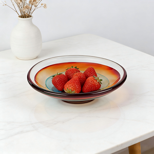 Bol en verre ovale dégradé de couleur, forme circulaire avec des teintes en couches. Idéal pour <span class=keywords><strong>la</strong></span> décoration intérieure, le service de fruits - Product Image 4