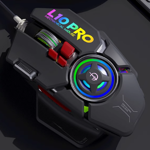 فأرة ألعاب L10Pro بتصميم ثقل قابل للفصل، تصميم مريح، 12800 نقطة في البوصة، أزرار قابلة للبرمجة، وظائف مخصصة، 10 أزرار، إضاءة خلفية RGB - Product Image 1
