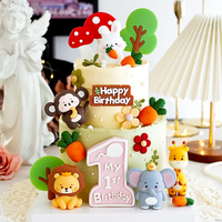 Décoration de gâteau pour animaux de la jungle Safari avec éléphant girafe singe champignon animaux sauvages décorations de fête d'anniversaire
