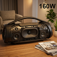 Enceinte Bluetooth Boombox haute puissance 160W, étanche IPX7, avec basses profondes intégrées, portable pour extérieur, sans fil, AUX, USB, Powerbank