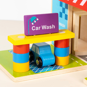 Montessori Small-Sized Kids' Pretend Play Parking Garage - Toddler Role-Play Car Parking Center Wooden Toy for Kids Boys Girls - Product Image 6