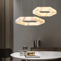 Lustre en albâtre pour salon de villa italienne, design créatif, plusieurs tailles, hexagonal, en albâtre naturel, lampes suspendues