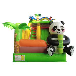 WINSUN Casa de Brinco Inflable Gigante con Diseño de Panda y Jungla, con Pared de Escalada y Decoración de Loro, para Fiestas Infantiles al Aire Libre y Alquiler Comercial - Product Image 1