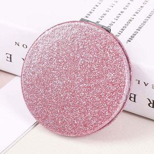Fashion Bling Gold Black Round 70mm Pu Leather Glitter <b>Compact</b> <b>Mirror</b> Travel Pocket <b>Mirrors</b> Hand Held Cosmetic Make up <b>Mirror</b> - Product Image 1