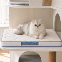 Coussin de lit pour chat d'intérieur avec matelassage en forme de pétales de fleurs, fenêtre latérale transparente, base antidérapante, silicone rafraîchissant pour chats