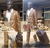 Vente Flash : Sculpture Urbaine en Métal, Statue Grandeur Nature en Bronze Bruno les Voyageurs