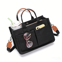 Bolsa de Lona Personalizada de Gran Capacidad con Múltiples Bolsillos para Mujer - Bolso de Mano Cruzado Portátil para el Trabajo con Portavasos