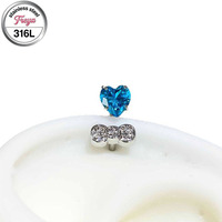 Boucles d'oreilles clous de mode Freya, en forme de cœur rosette, en acier inoxydable, avec zircon de luxe, pour mariage, piercing hélix, rook, labret, bijoux