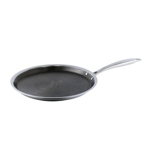 Poêle à induction en acier inoxydable de 30cm Poêle à frire antiadhésive en nid d'abeille 3ply <span class=keywords><strong>Wok</strong></span> de cuisson en métal pour l'hôtel pour la friture - Product Image 1