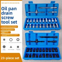 Jeu de douilles de vidange en acier antirouille de 23 pièces pour carter d'huile et boîte de vitesses |   Comprend des clés à cliquet hexagonales/carrées/à cannelures/Torx/triangulaires