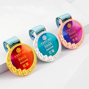 Impresión a todo color Forma redonda Oro Plata Bronce Metal Cristal CRISTAL 2025 Año Medalla MH-J642 - Product Image 2