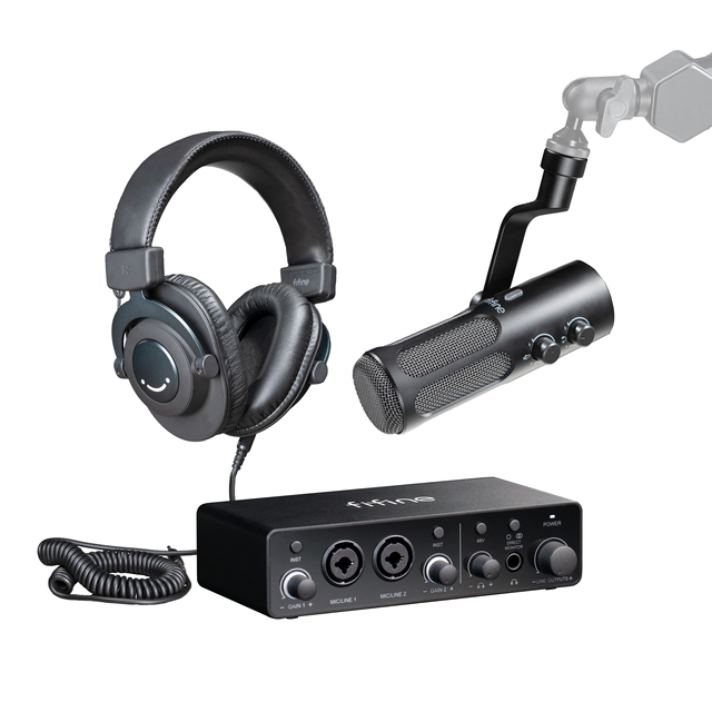 Fifine Professional Sound Card Bundle Authentic Audio Interface Professional Sound Card Soundcard Recording Studio Microphone