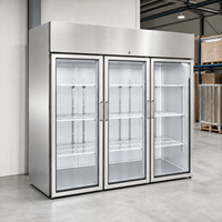 Congélateur vertical vitrine à trois portes vitrées, refroidissement par air, éclairage LED, congélation rapide, 1500L, pour magasin de proximité