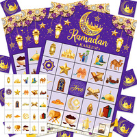 Jeu de cartes de bingo de haute qualité, style musulman, 37 pièces, en papier, facile à déchirer, pour décorations de fête du Ramadan et de l'Aïd Moubarak