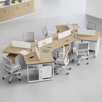 Poste de travail créatif pour employés, bureau d'ordinateur pour 6 personnes, design 'Alien', avec chaise, moderne, en bois, pour bureau